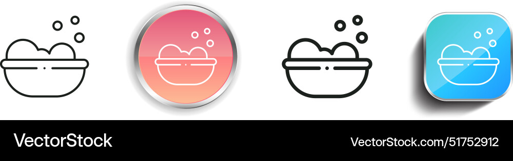 Bathtub icon thin linear regular and button style vector image