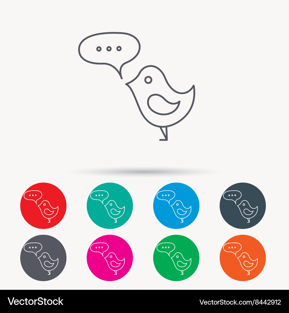 Bird with speech bubble icon short messages vector image