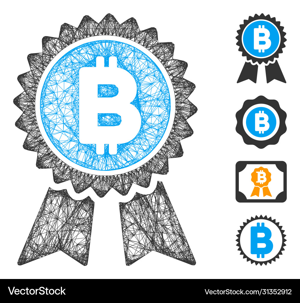 Bitcoin award seal web mesh Bitcoin award seal web mesh vector image