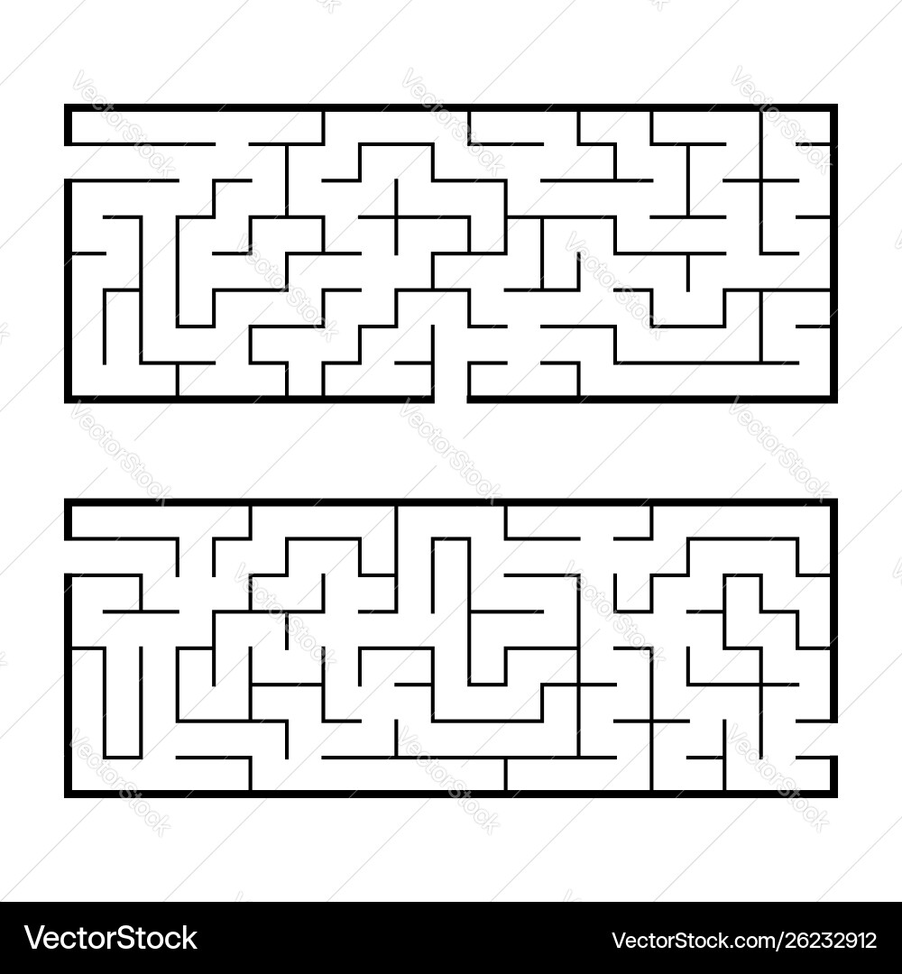 Black abstract rectangular maze a set two Black abstract rectangular maze a set two vector image