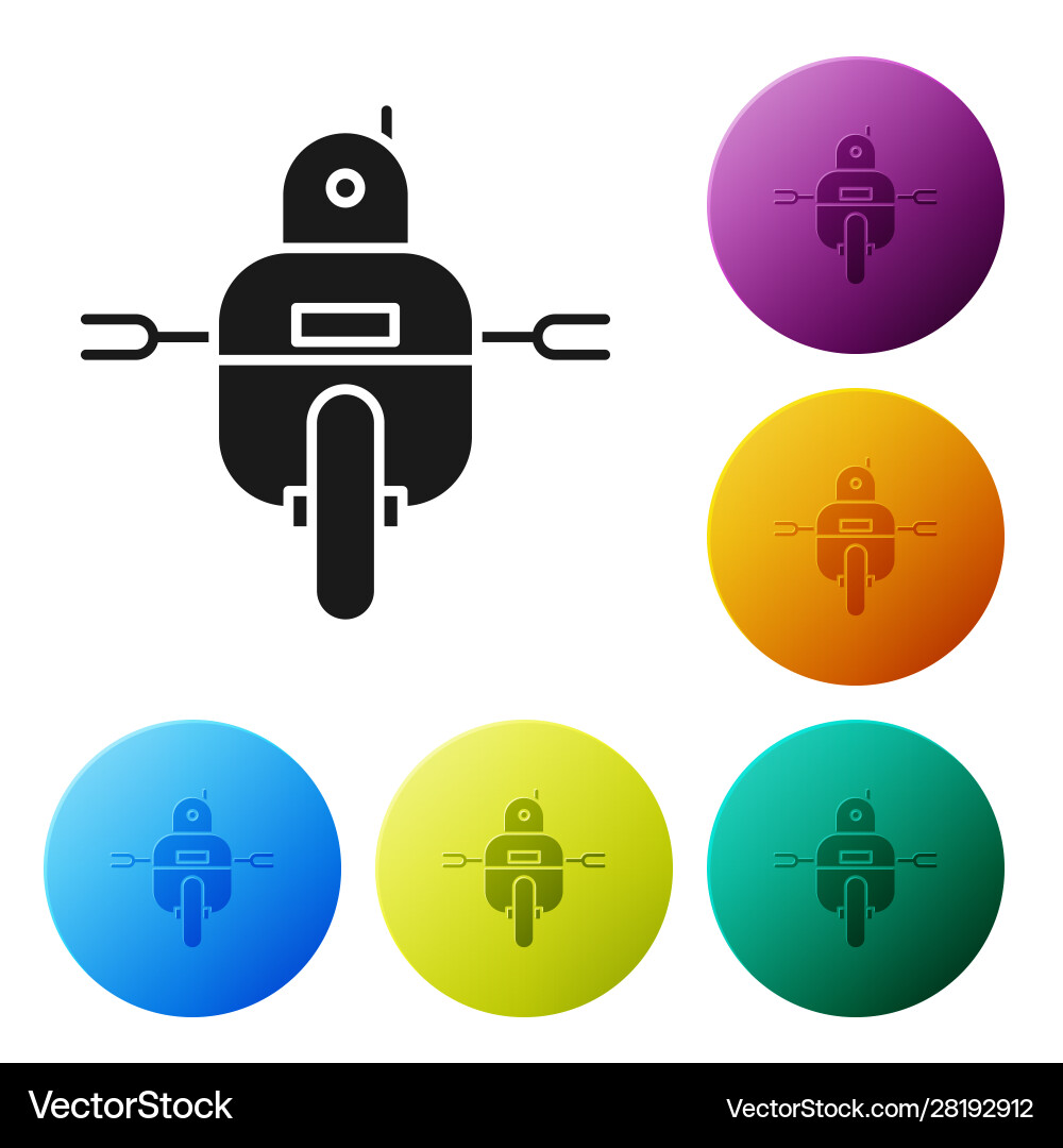 Black robot icon isolated on white background set Vector Image