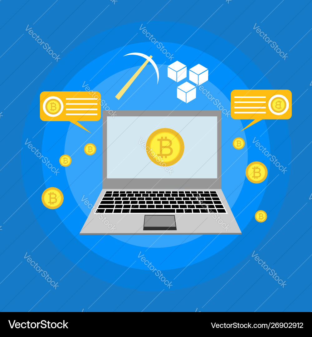 Blockchain scheme mining crypto currency server Blockchain scheme mining crypto currency server vector image