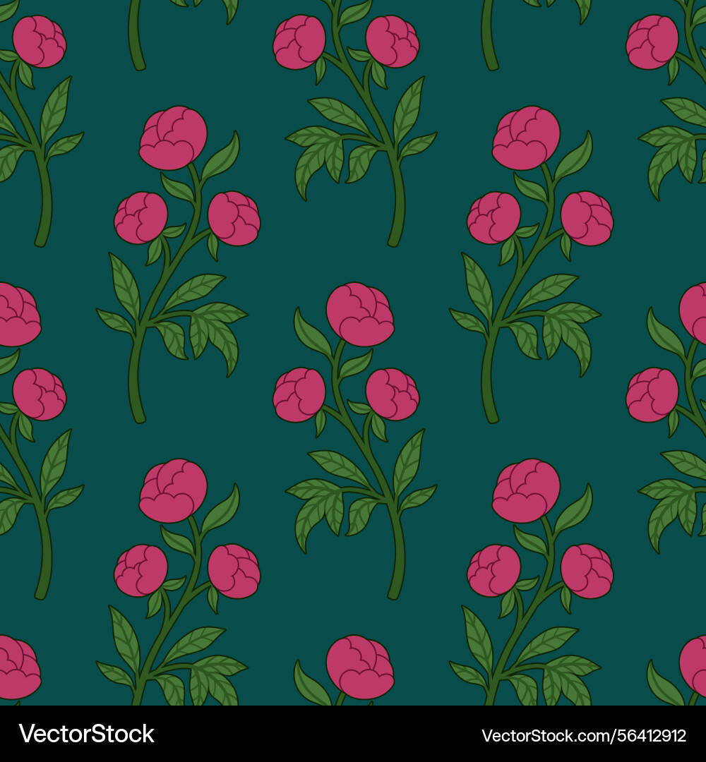 Blooming peony seamless pattern Blooming peony seamless pattern Vector Image