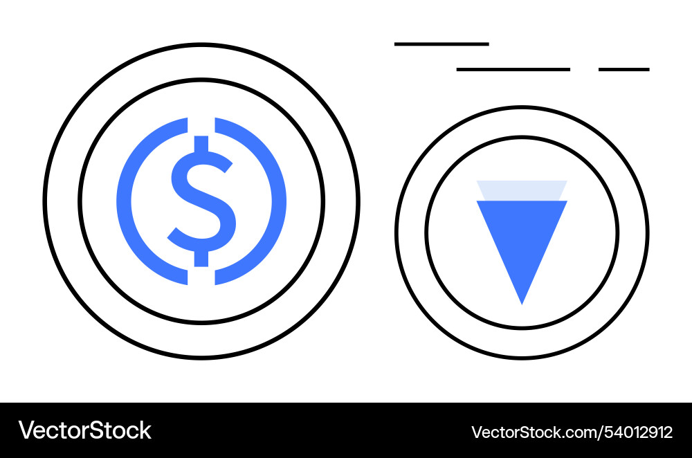 Blue dollar sign and inverted triangle symbols Blue dollar sign and inverted triangle symbols vector image