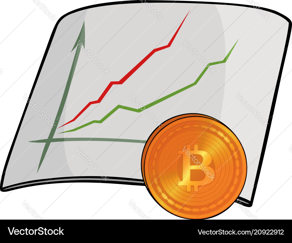 Chart and bitcoin Chart and bitcoin vector image