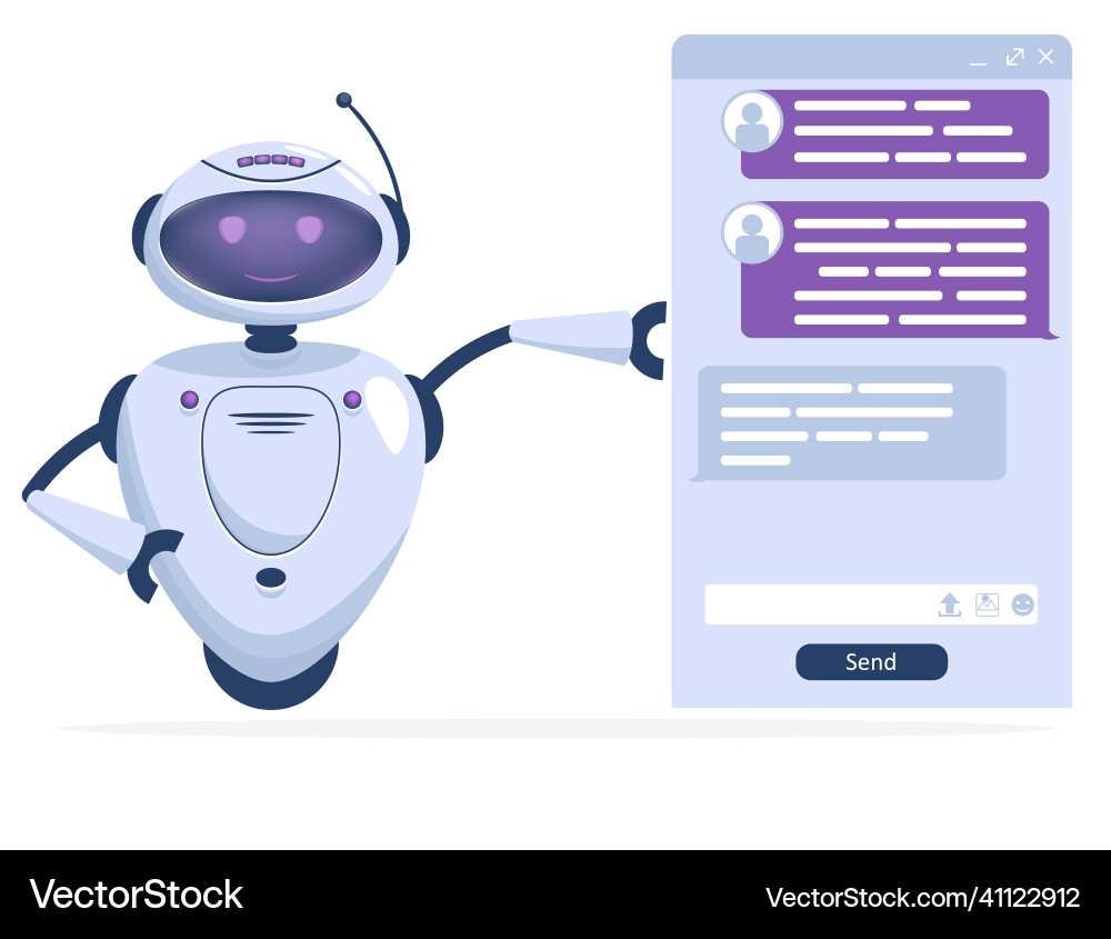 Chat bot support online message dialogue robot vector image