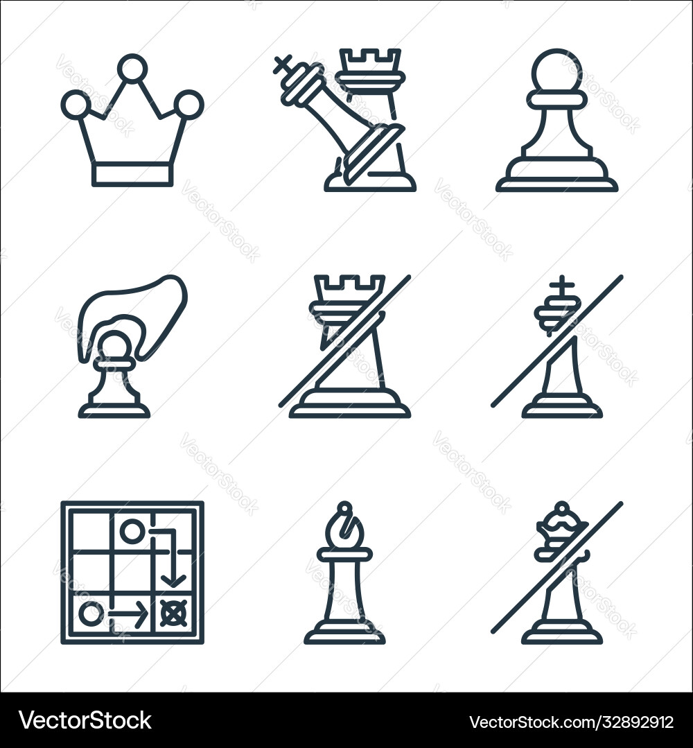 Chess game line icons linear set quality Vector Image
