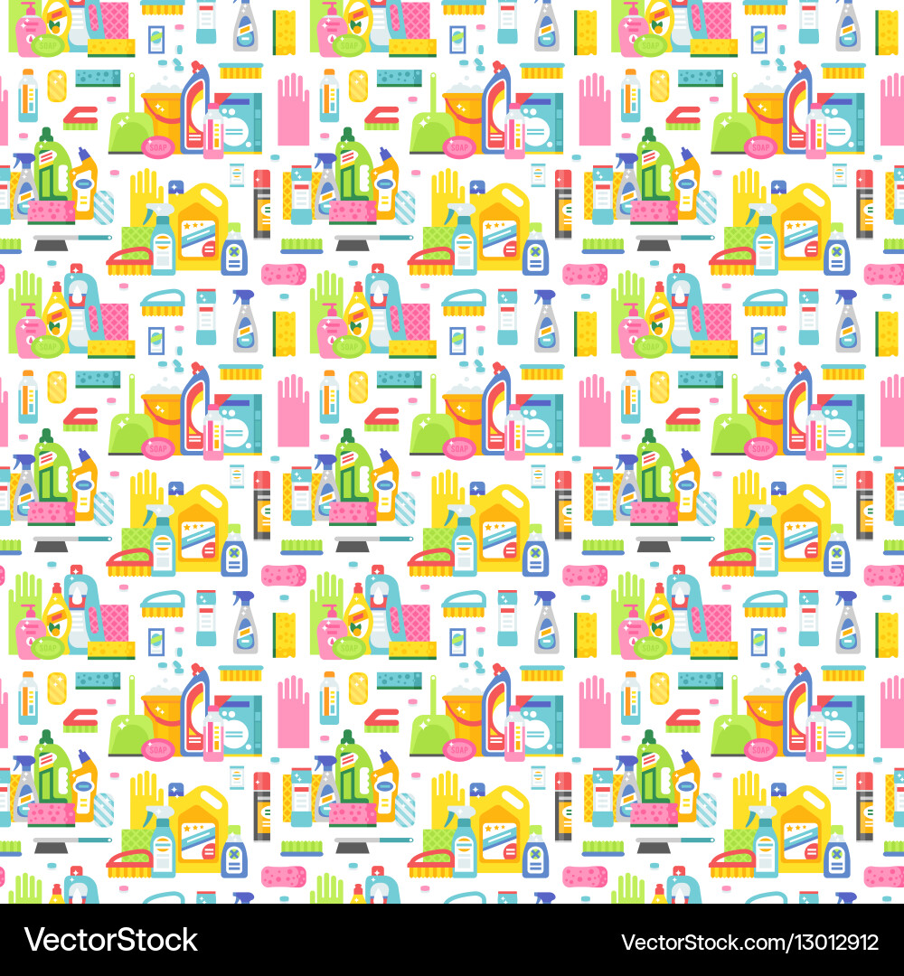 Cleaning tools seamless pattern Vector Image