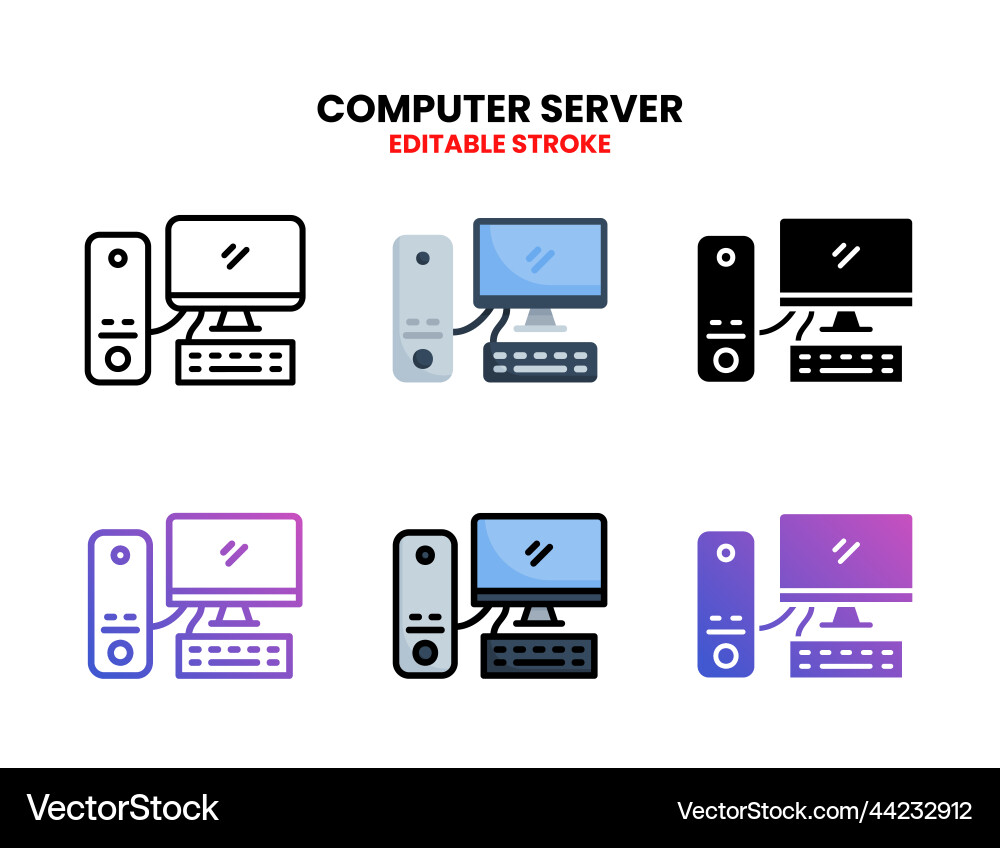 Computer server icon set with different style Computer server icon set with different style vector image