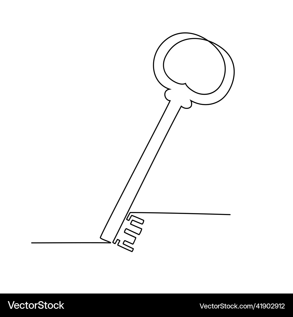 Continuous one line drawing of vintage key Continuous one line drawing of vintage key Vector Image
