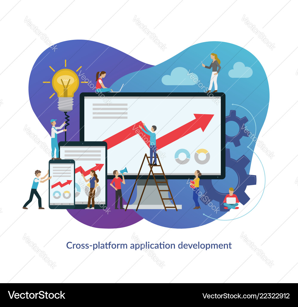 Cross platform app development process concept Cross platform app development process concept vector image
