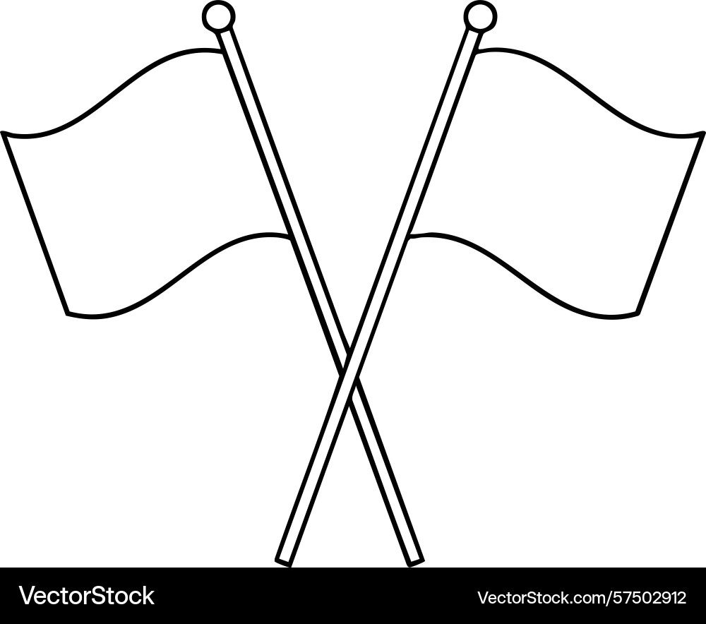 Crossed flags simple line art design Crossed flags simple line art design Vector Image