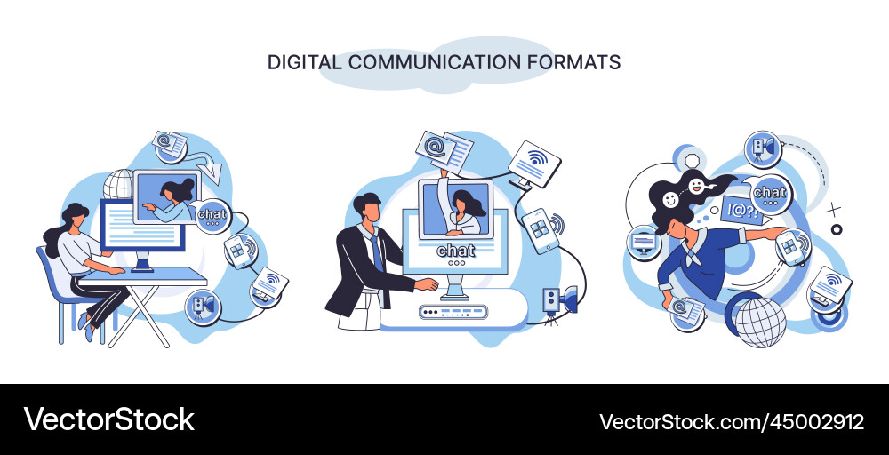 Digital communication formats metaphor content vector image