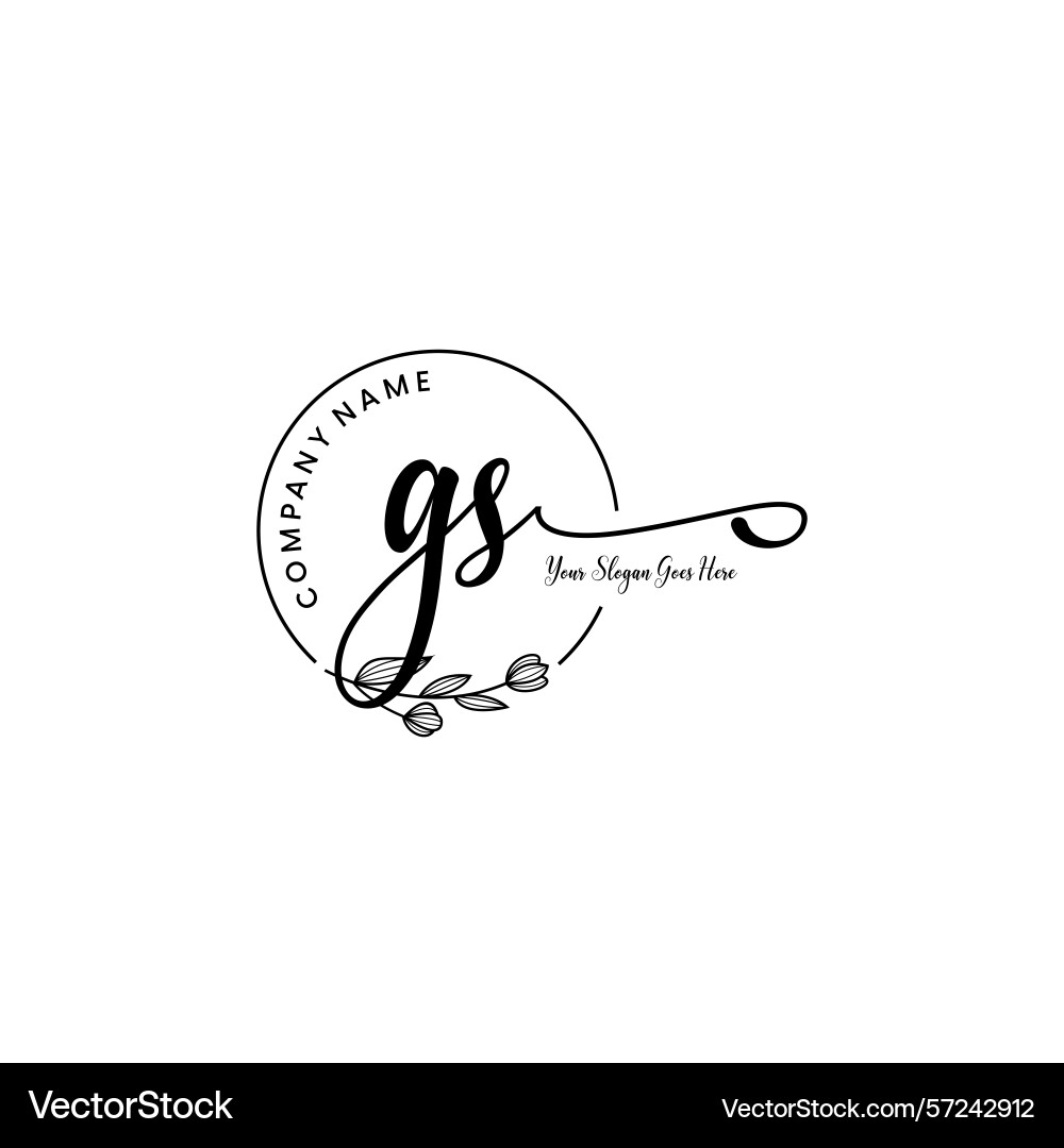 Elegant gs initial logo design with botanical Vector Image
