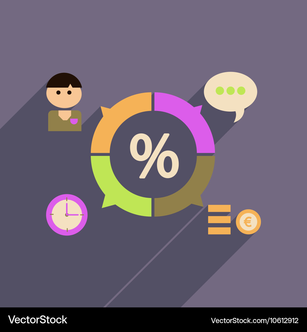 Flat web icon with long shadow business chart vector image
