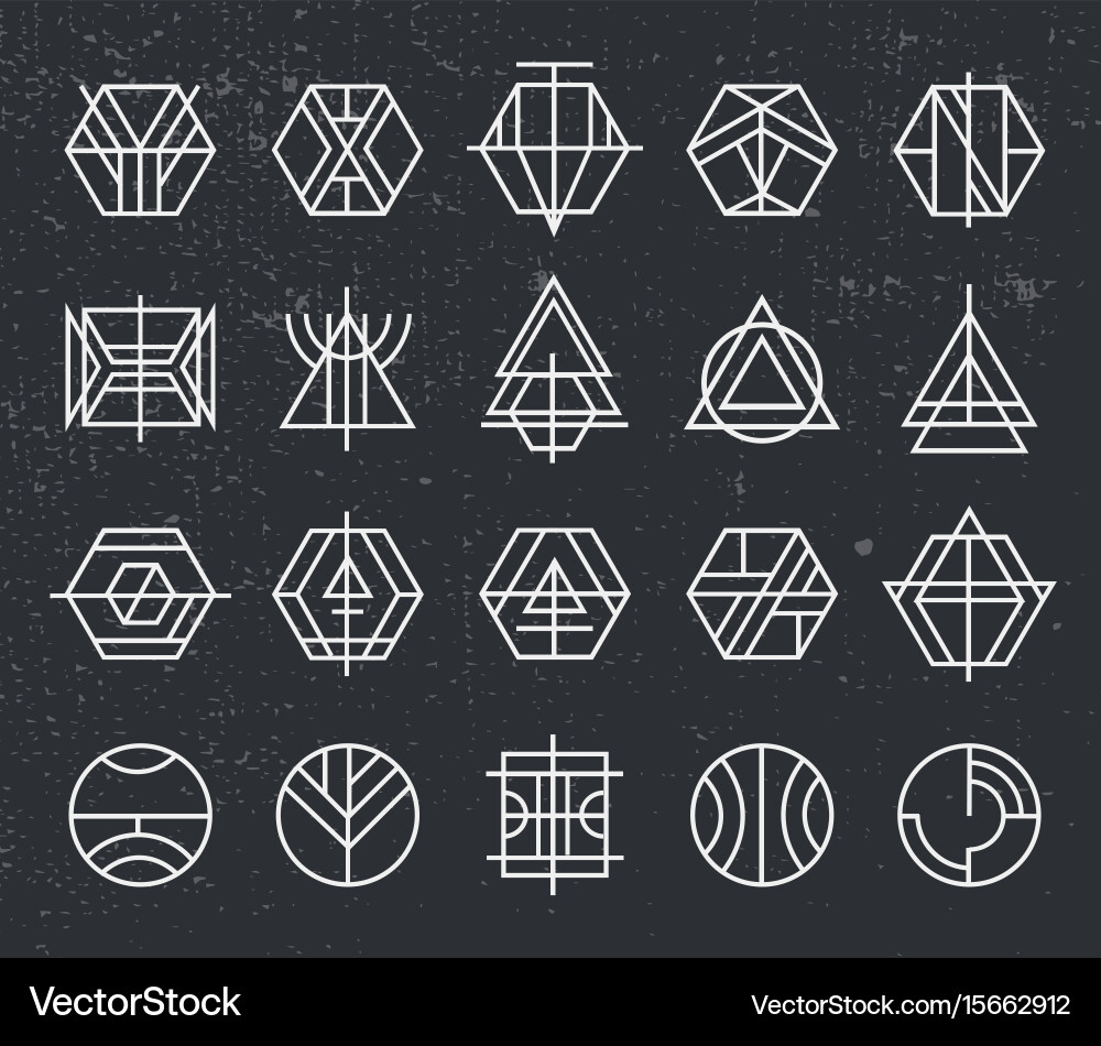 Geometric Line Icons - Minimalist Set vector image