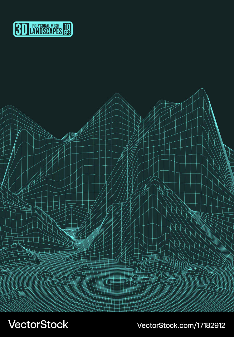 Green grid abstract background with a polygonal vector image