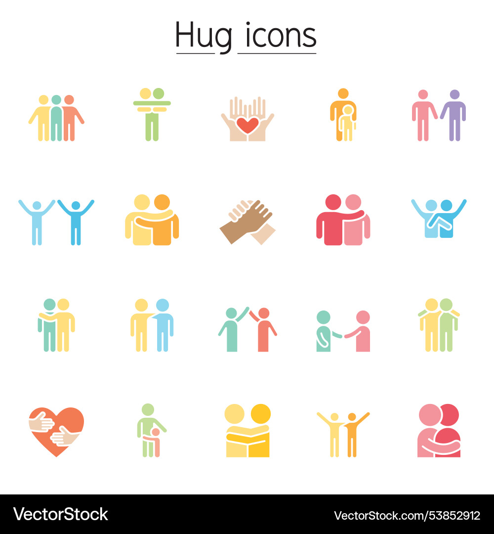 Hug Pflege Unterstützung Freundschaft Icon in flach Hug Pflege Unterstützung Freundschaft Icon in flach vektorbild