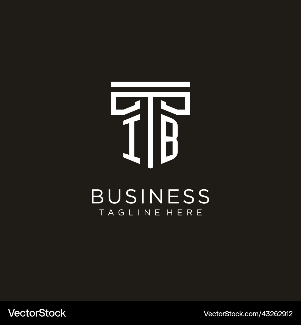 Ib initial logo with geometric pillar style design Vector Image
