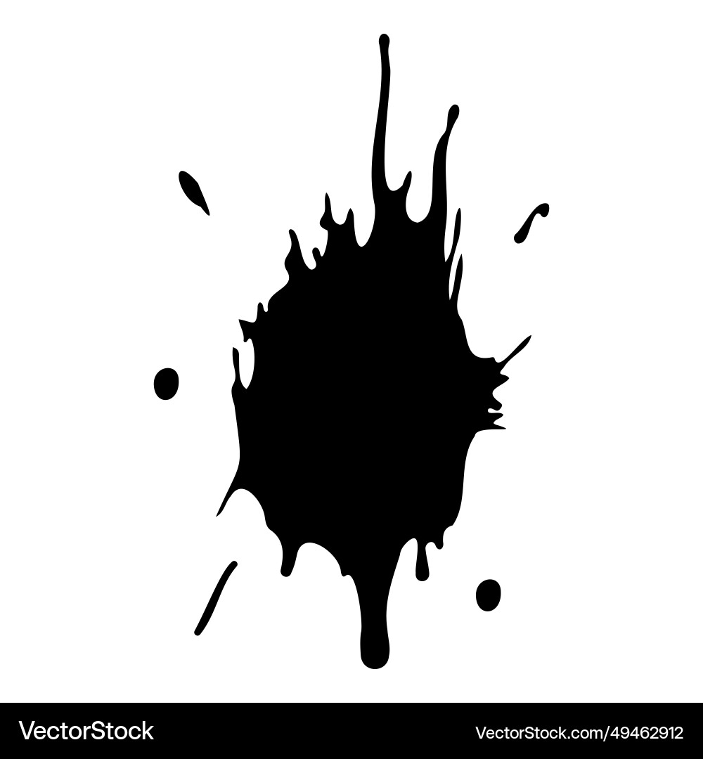 Ink blot abstract stain with drops and splashes Vector Image