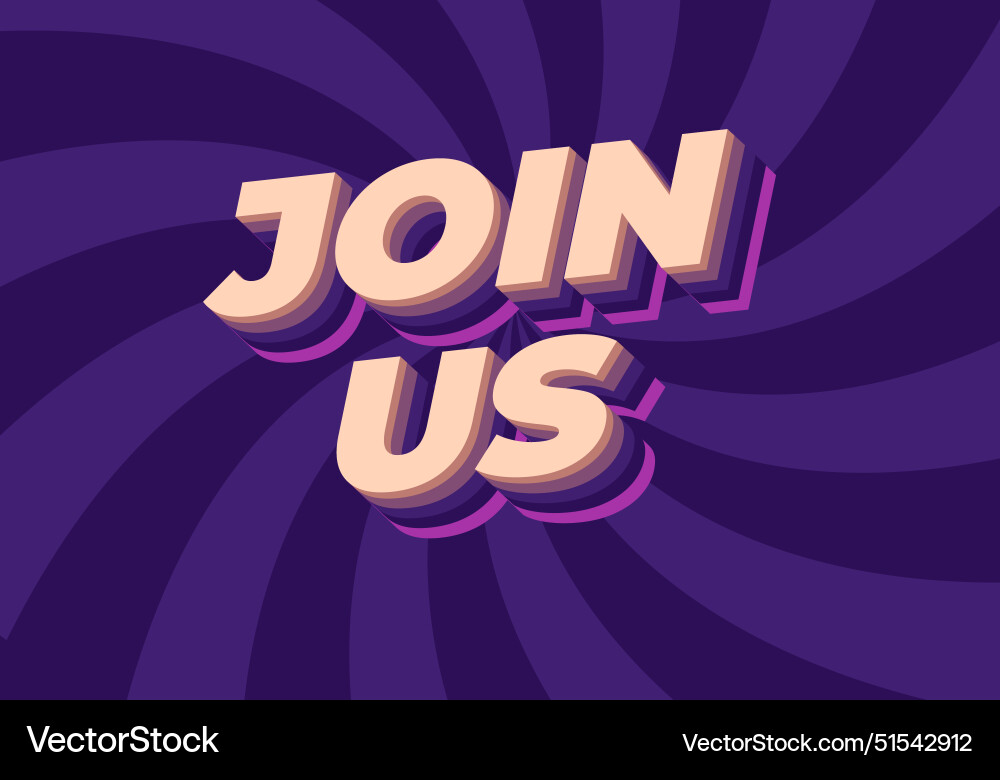 Join us text effect in good colors with 3d style Vector Image