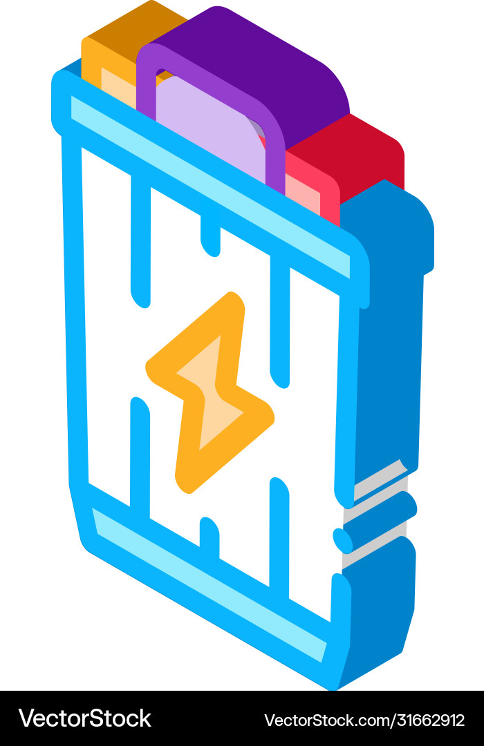 Lightning battery isometric icon Lightning battery isometric icon vector image