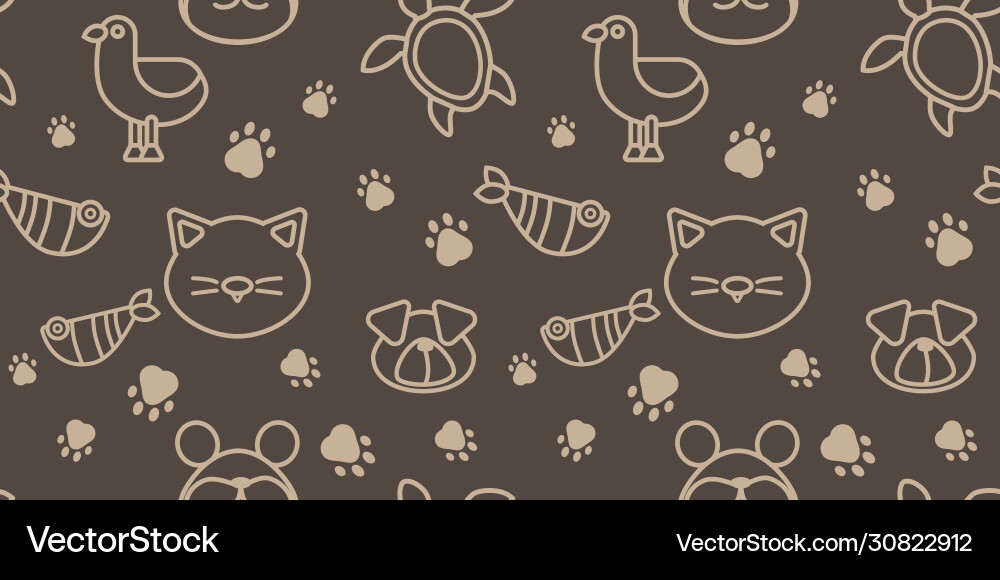 Linear pets pattern Linear pets pattern vector image