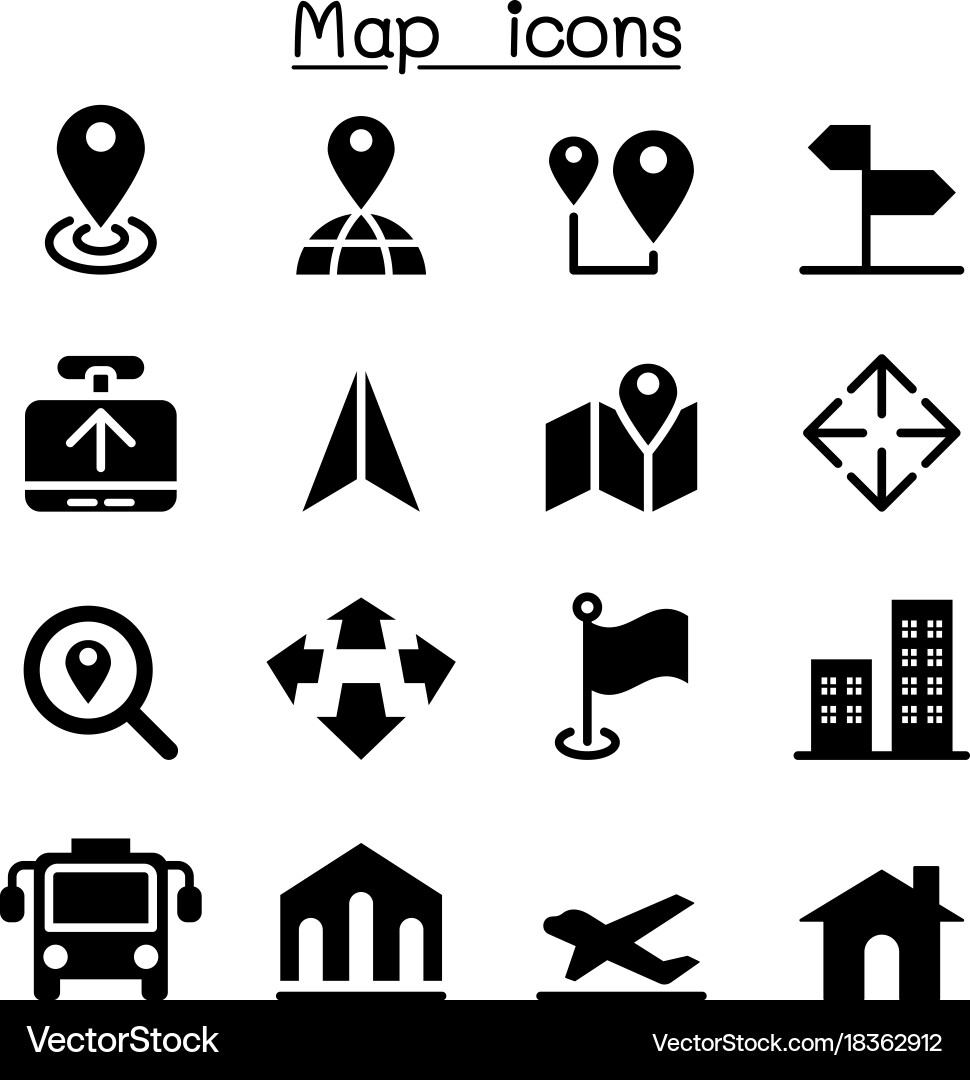Map icons vector image