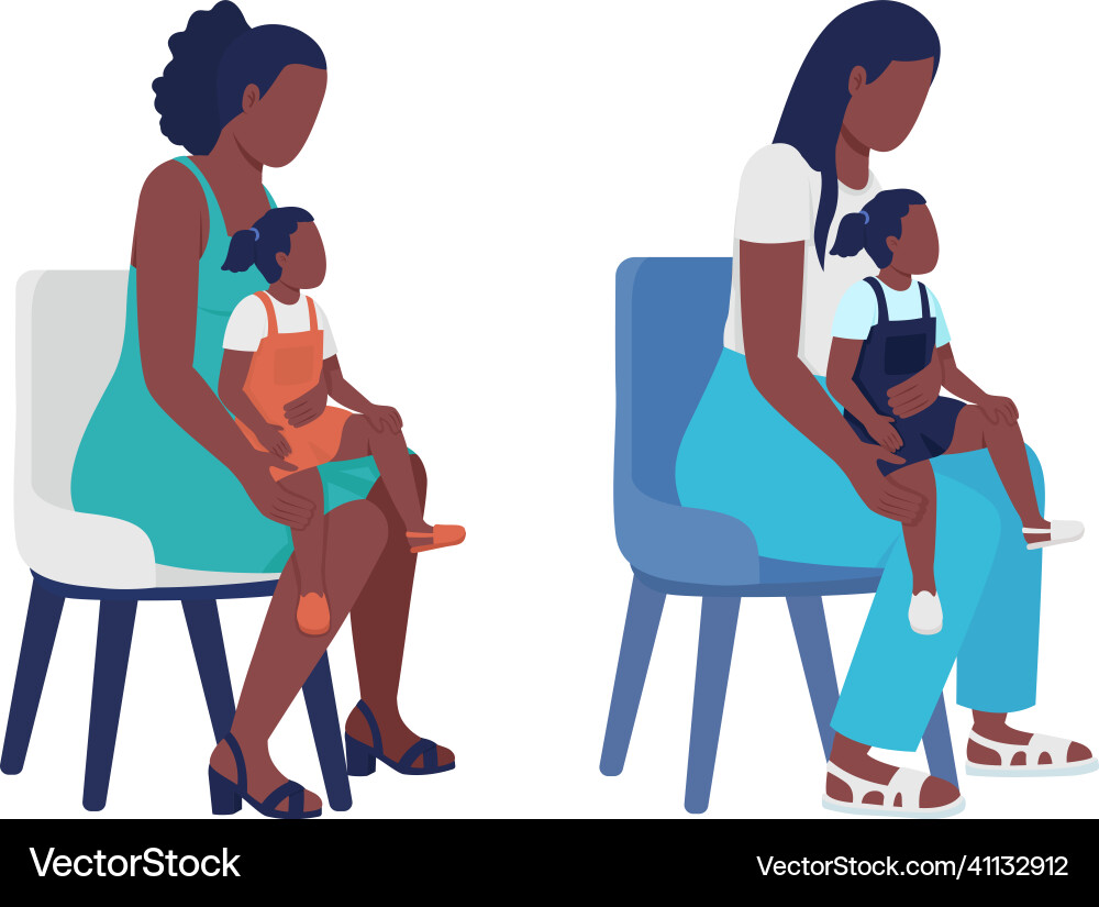 Mother with child semi flat color characters set Vector Image