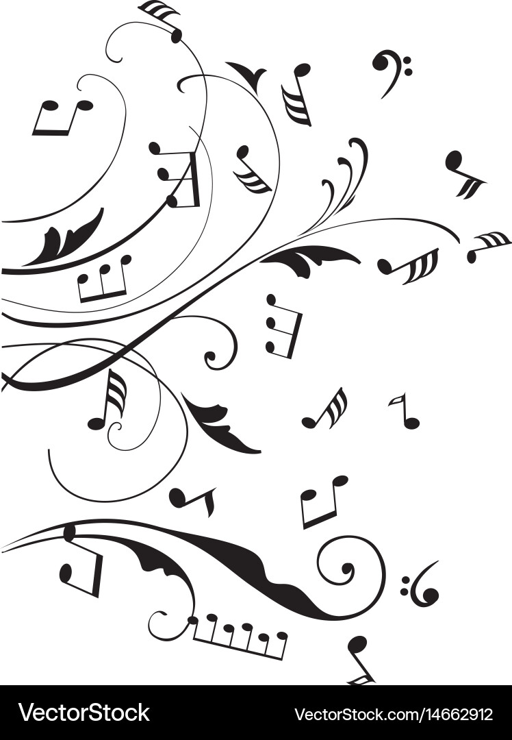 Musical Swirls - Notes & Patterns vector image