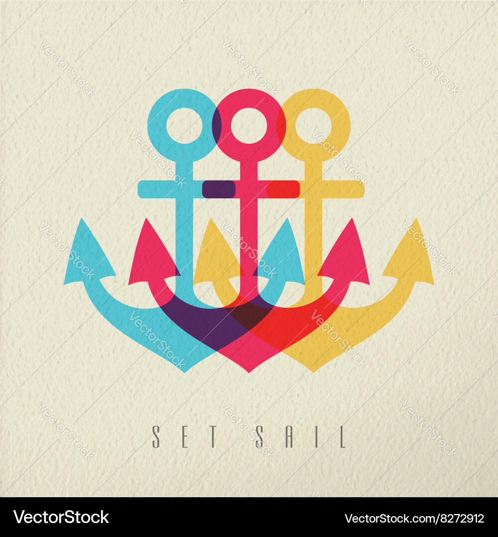 Nautical Anchor Set - Sail Concept Vector Image