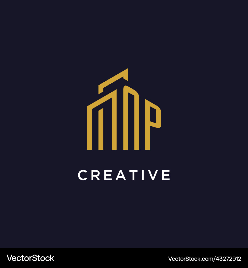 Np initial monogram with building logo design Np initial monogram with building logo design vector image