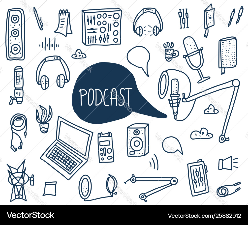 Podcast signs with text elements design Vector Image