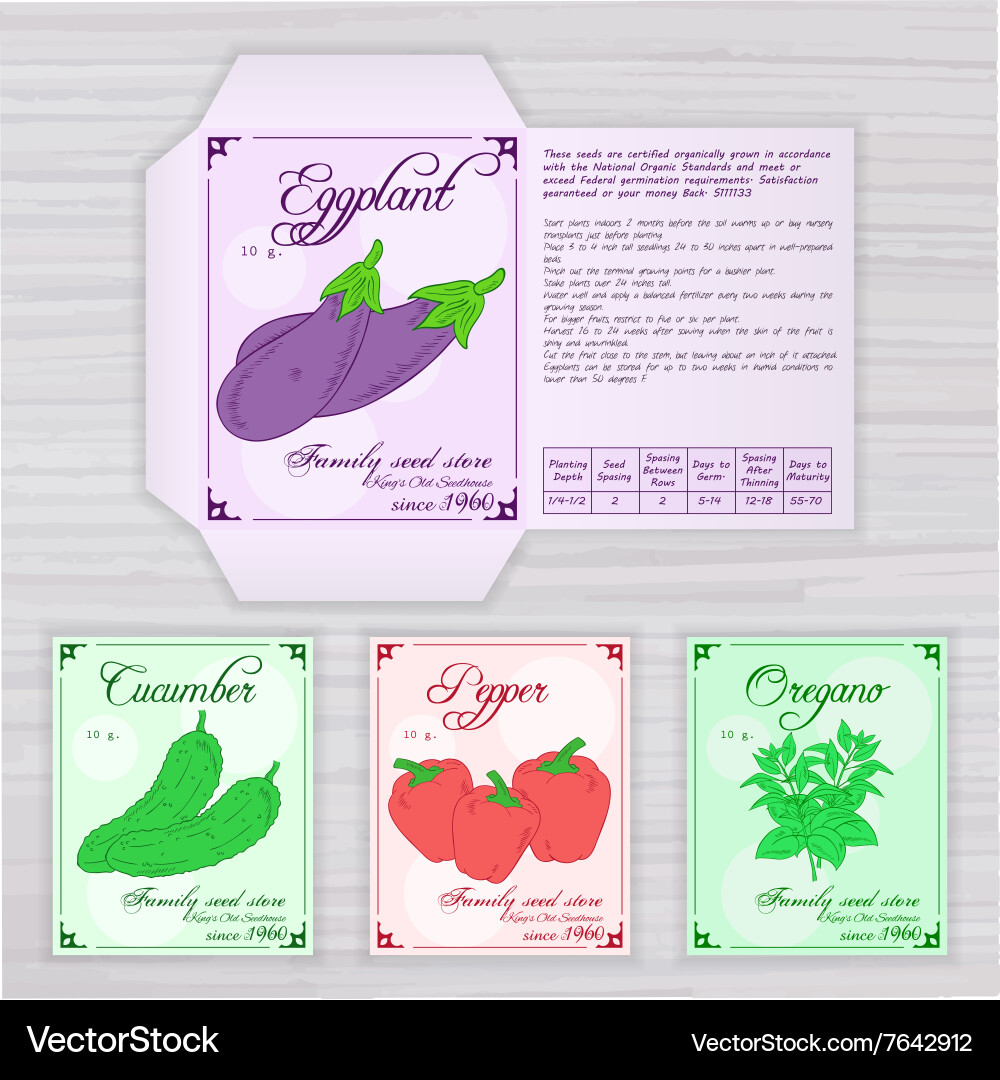 Printable template of seed packet with image name vector image