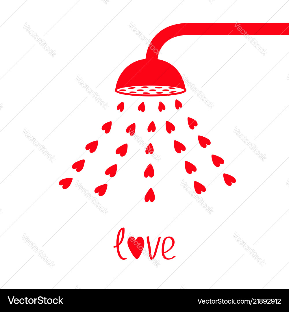 Red shower bath douche with hearts water aqua Red shower bath douche with hearts water aqua vector image