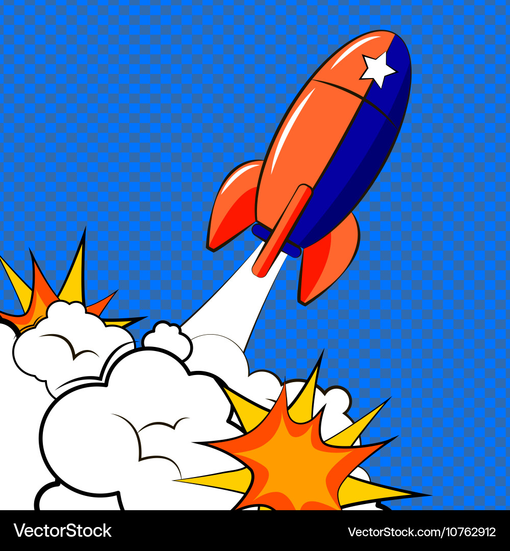 Rocket in pop art style vector image