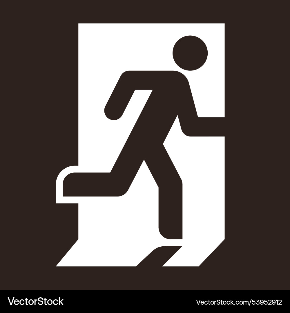 Running man and exit door sign way icon vector image
