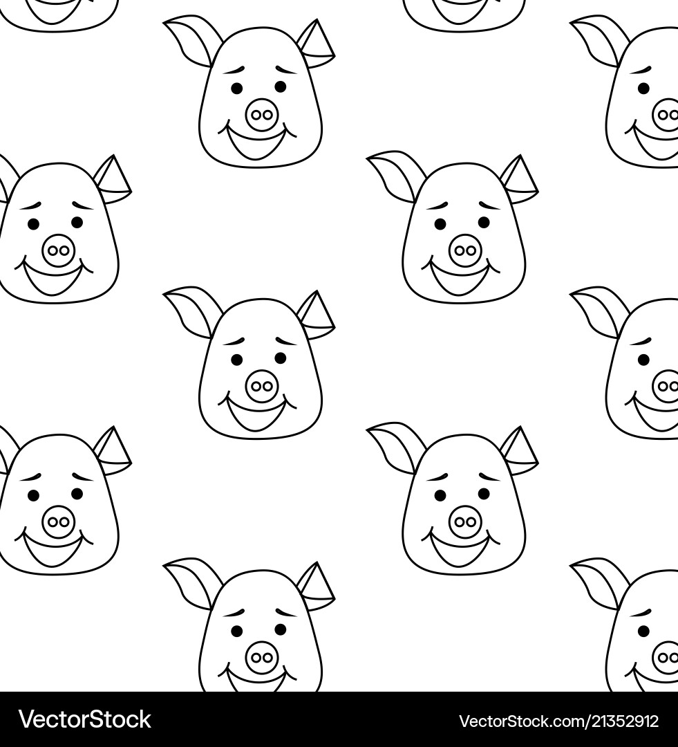 Seamless pattern pig head with different emotions Vector Image