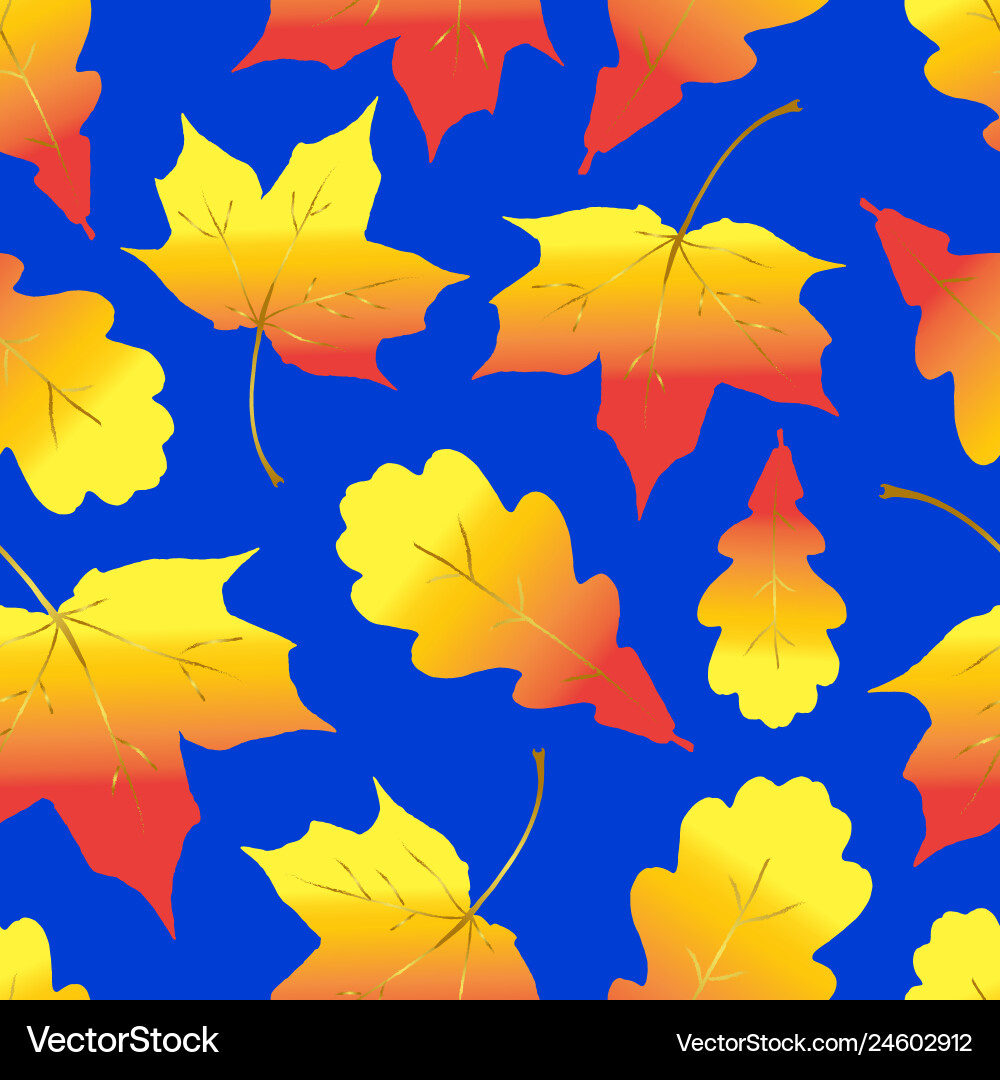 Seamless pattern with red yellow maple and oak Vector Image