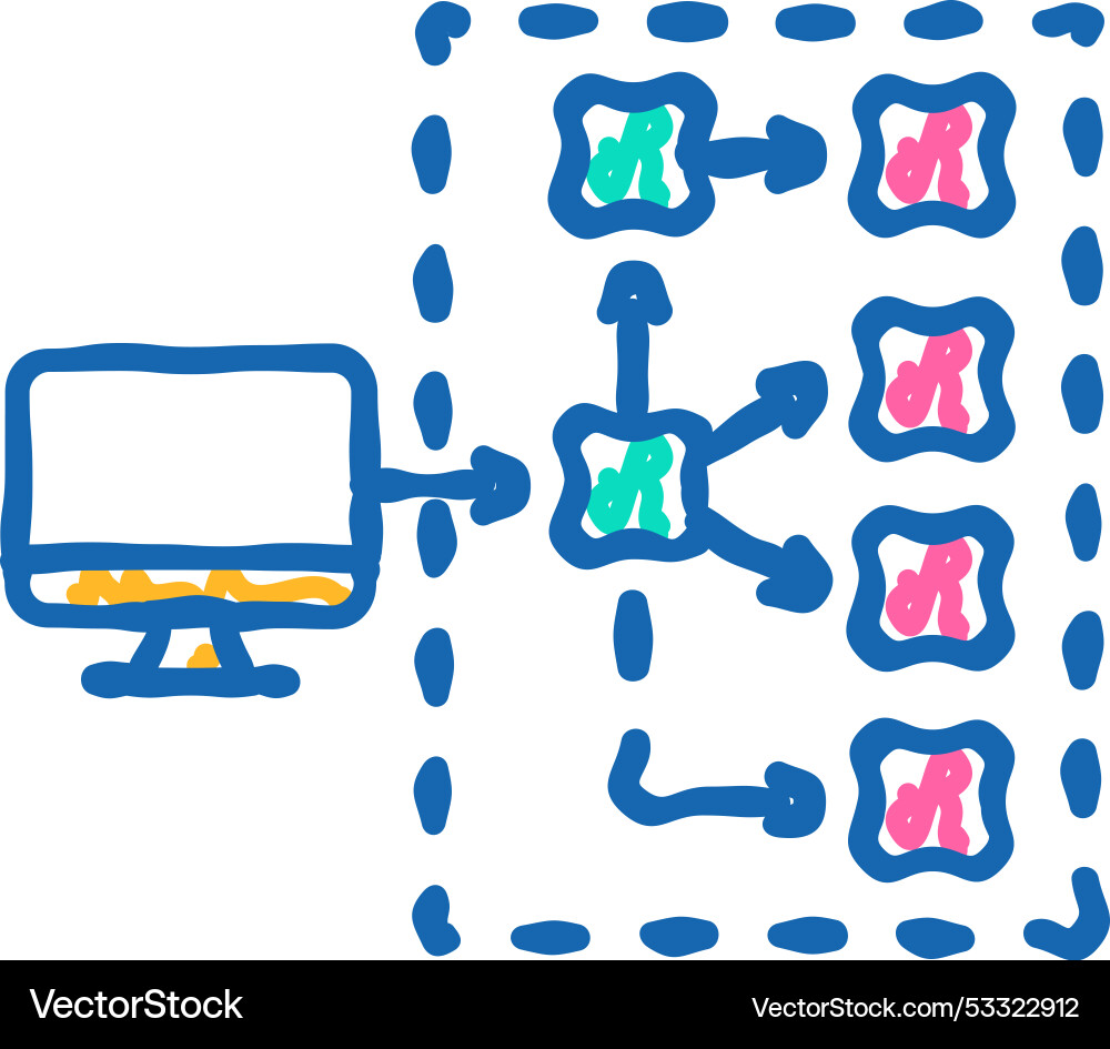 Serverless architecture software icon doodle vector image