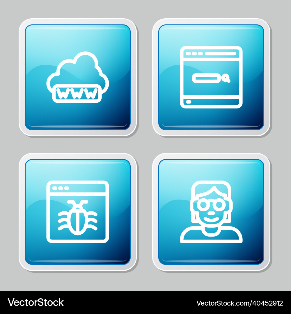 Set line web development search engine system Set line web development search engine system vector image