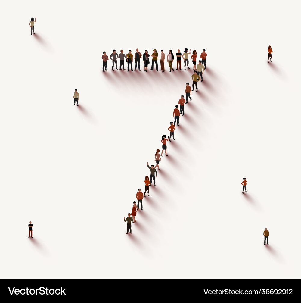 Seven People Forming a Number 7 Vector Image