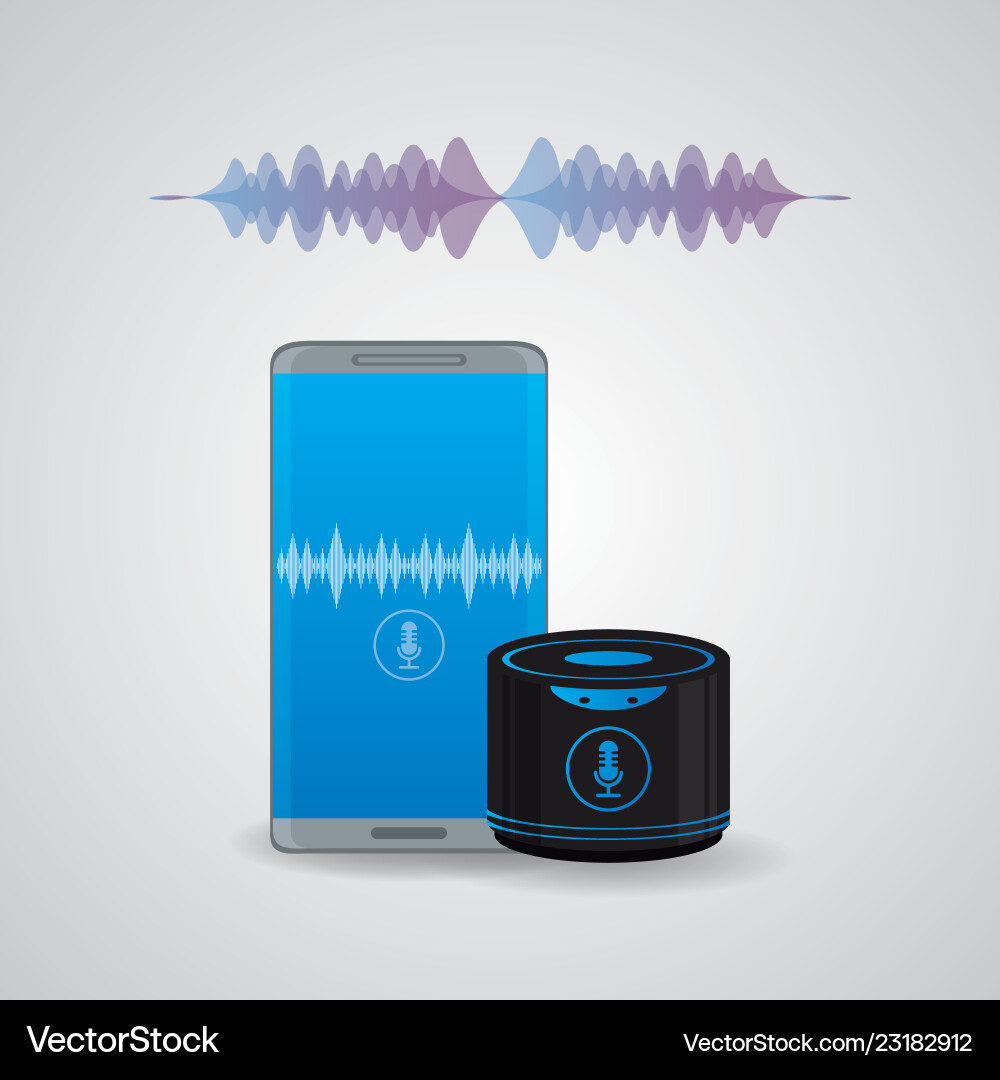 Smartphone connected with wireless speaker Smartphone connected with wireless speaker vector image