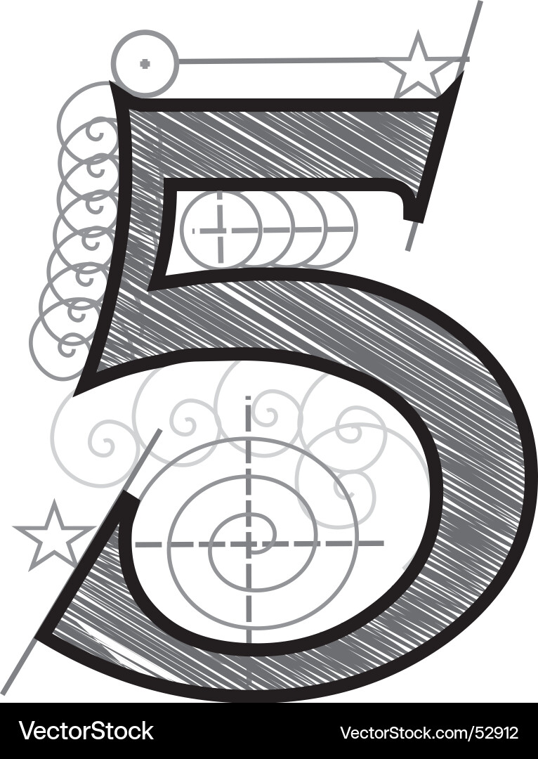 Stylized Number Five Illustration vector image