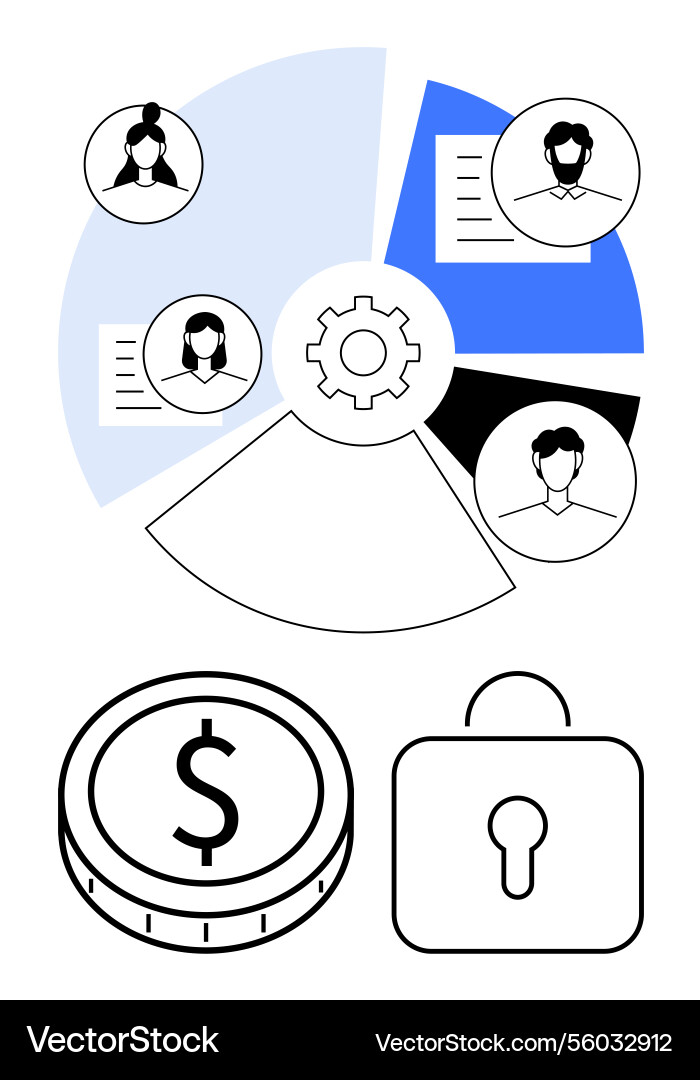 Team collaboration data sharing and secure Team collaboration data sharing and secure vector image