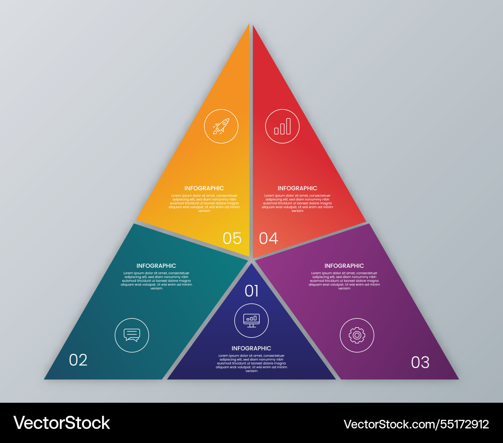 Triangle infographic with 5 steps options Vector Image