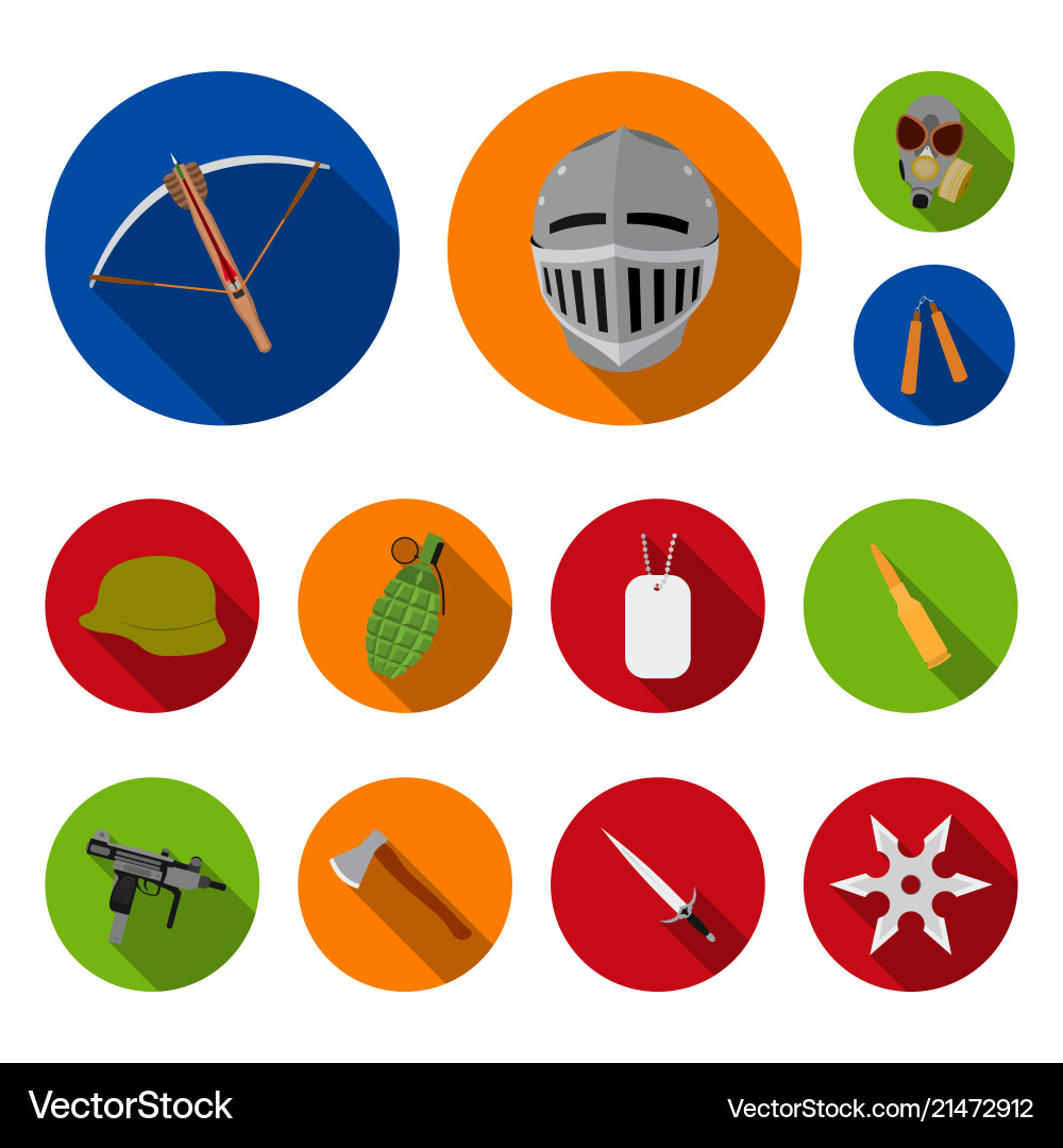Types weapons flat icons in set collection Types weapons flat icons in set collection vector image