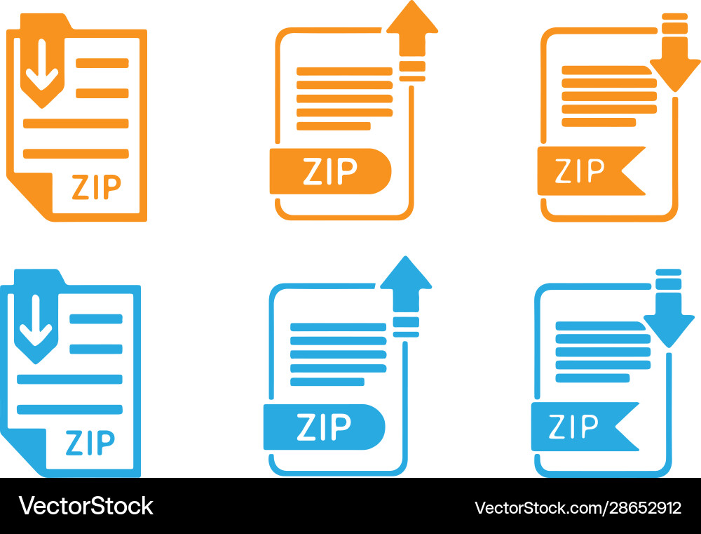 Zip file icon isolated on white background Zip file icon isolated on white background vector image