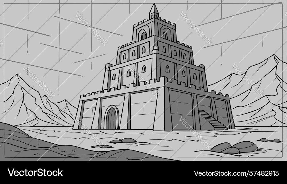 Ancient ziggurat structure design generative ai Vector Image
