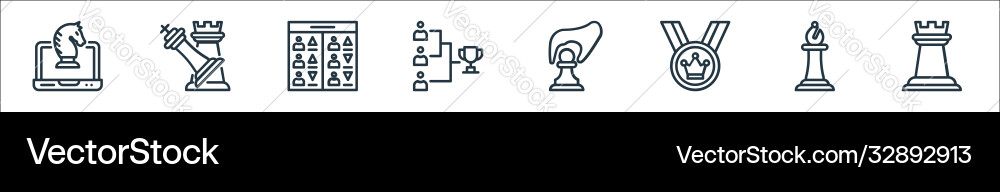 Chess game line icons linear set quality Chess game line icons linear set quality Vector Image
